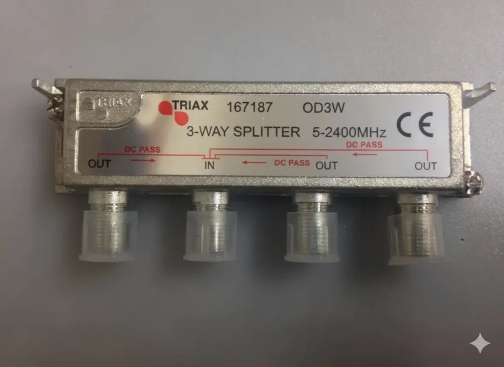 Triax 3-Way Power Passing F-Splitter