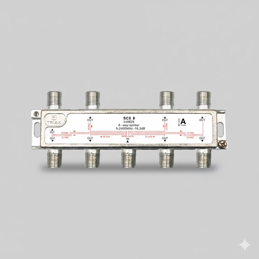 8 Way Splitter 5-2400 Mhz, Through Power Outputs to Input