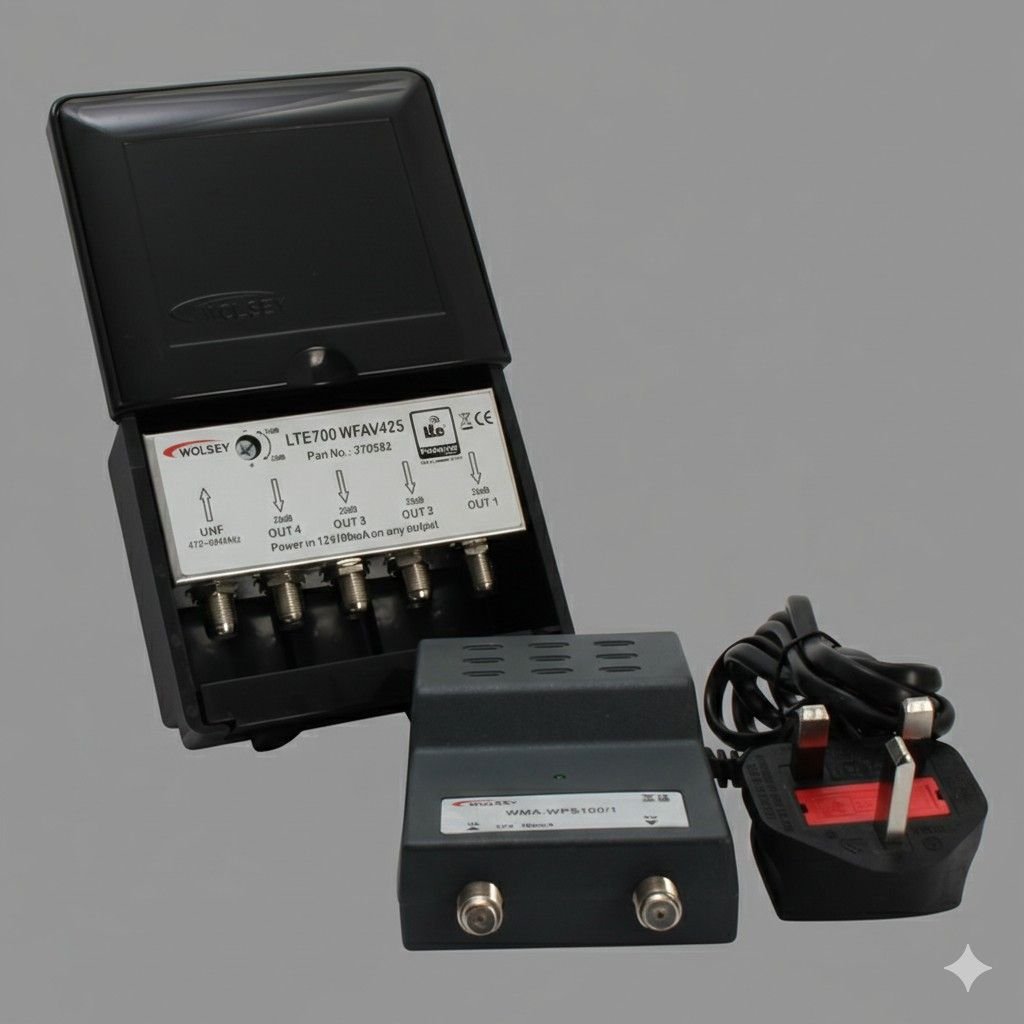 LTE700 WFAV 425 Masthead Kit, 12-25dB Gain, 4 outputs, 1 output PSU