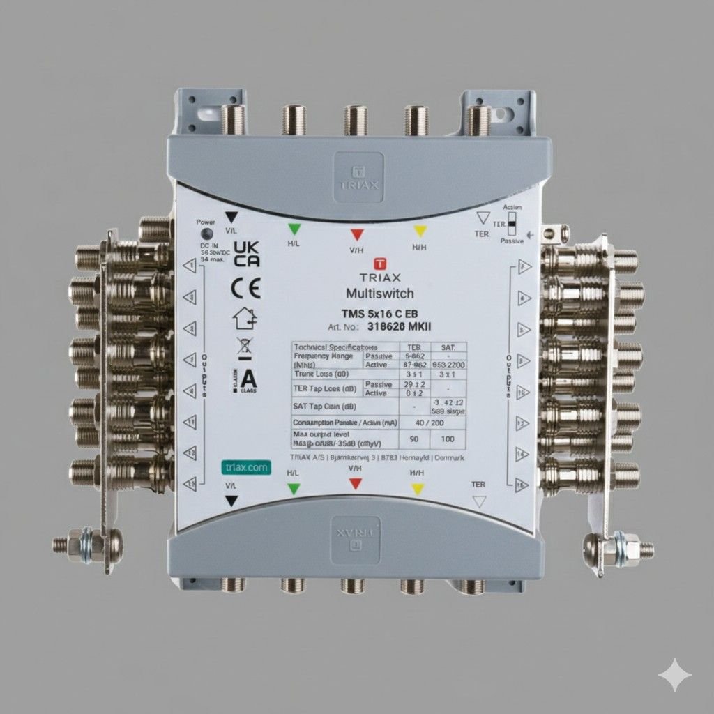 TMS 5×16 C EB Multiswitch, Cascade, 5 Inputs, 16 Subscriber Outputs,